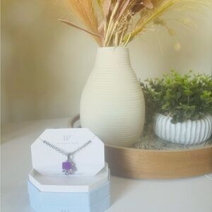 Purple and Silver Necklace with Elegant Pendant